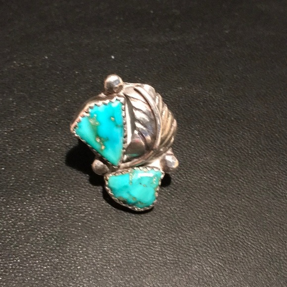 Genuine Authentic Navajo Silver Turquoise ring. Stamped NE. Size 6 - Picture 8 of 9
